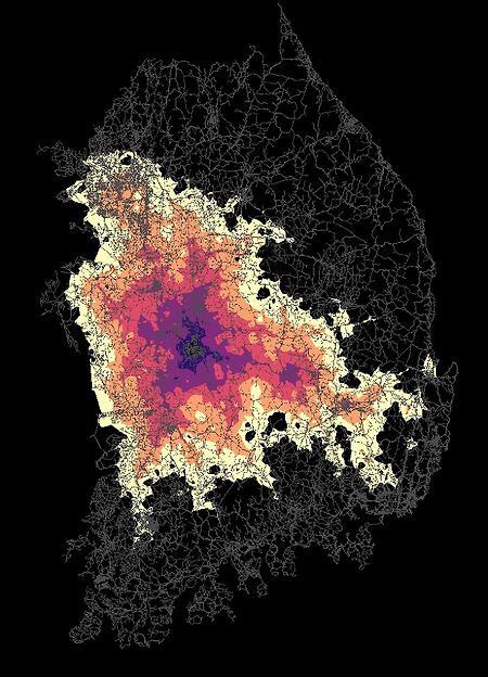 실시간 반응형 등시선도(Realtime Interactive Isochrone Map) 그리기