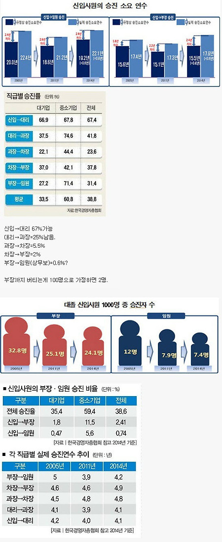 대기업 입사 시 승진 확률