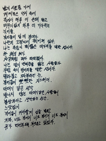 만년필 쓰기 연습 : 최승호 - 북어