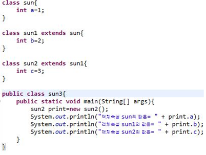 [JAVA] 멤버변수 상속관계 와 메소드의 상속