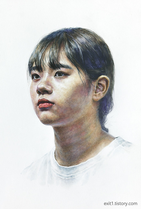 [인물·인체수채화] 여성 반측면 두상(인상) 과정작4