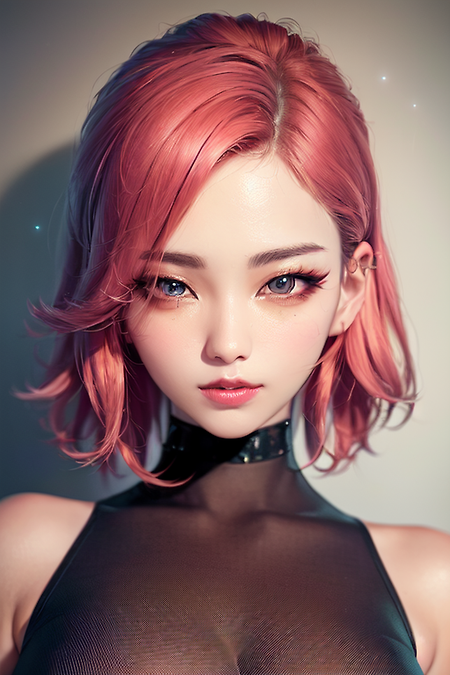 퇴폐미 지수 높아지는 핑크머리 반실사 AI 여자 그림