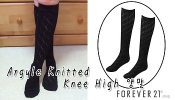[FOREVER21] Argyle Knitted Knee High 양말, 포에버21
